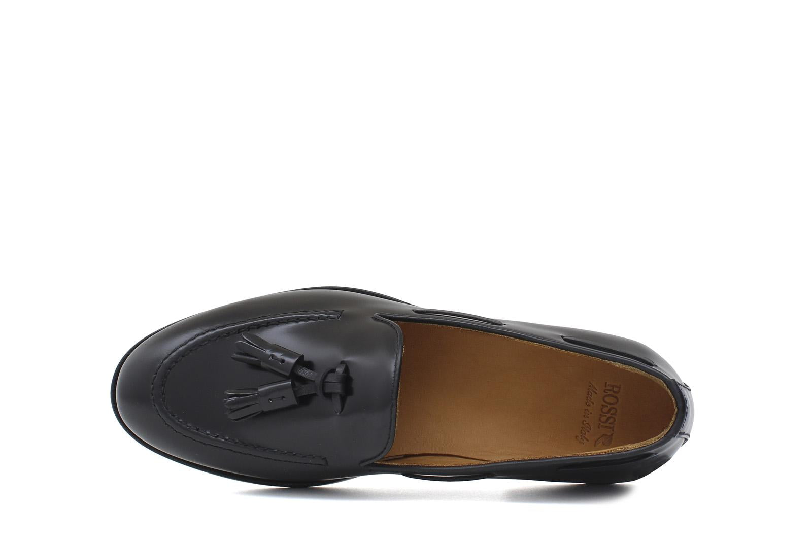 Mocassino donna con mappine in vitello spazzolato nero con fondo cuoio antiscivolo D204CNE 12 ROSSI 