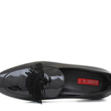 Pantofola con mappine in vernice nero con fondo iin cuoio 6604VNER 412 ROSSI 