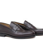 Mocassino sfoderato in vitello spazzolato bordò con fondo in cuoio antiscivolo cucito blake 7635CBOR 167 ROSSI 