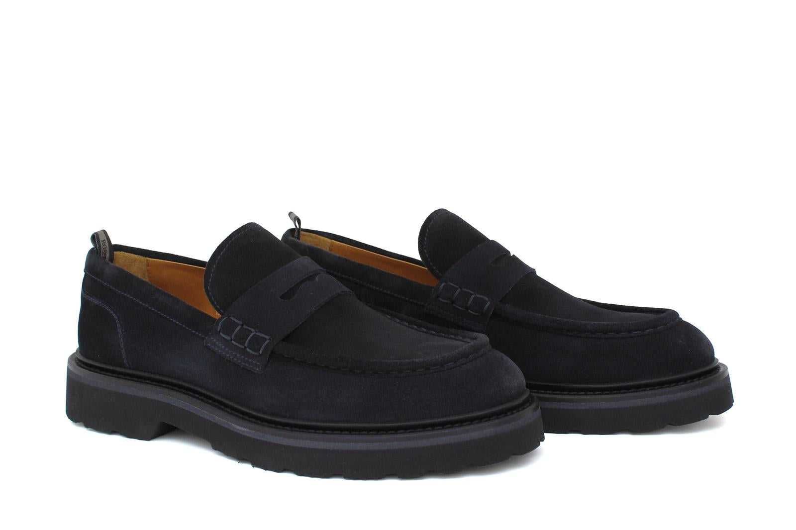 Mocassino stile ingegnere in suede blu e fondo gomma leggera 1223CHSBLU 458 ROSSI 