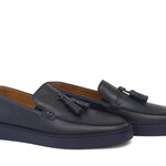 Slip on in vitello naturale blu sfumato con fondo in gomma cucito 622CADIXB 67 ROSSI 
