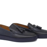 Slip on in vitello naturale blu sfumato con fondo in gomma cucito 622CADIXB 67 ROSSI 