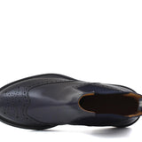 Stivaletto con elastico stile inglese in vitello spazzolato semilucido blu e fondo in gomma 8111PCBDIN 356 ROSSI 