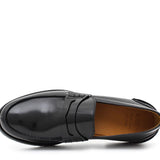 Mocassino College stile inglese in vitello spazzolato nero e fondo in cuoio 1/2 gomma 5316VCN 228 ROSSI 