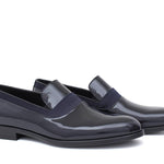 Mocassino in vernice blu scuro con riporto in raso e fondo in cuoio 246VBLU 117 ROSSI 