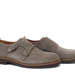 Monkstrap in camoscio color tortora con fondo in gomma poraosa cucita 8707FLOC 48 ROSSI 