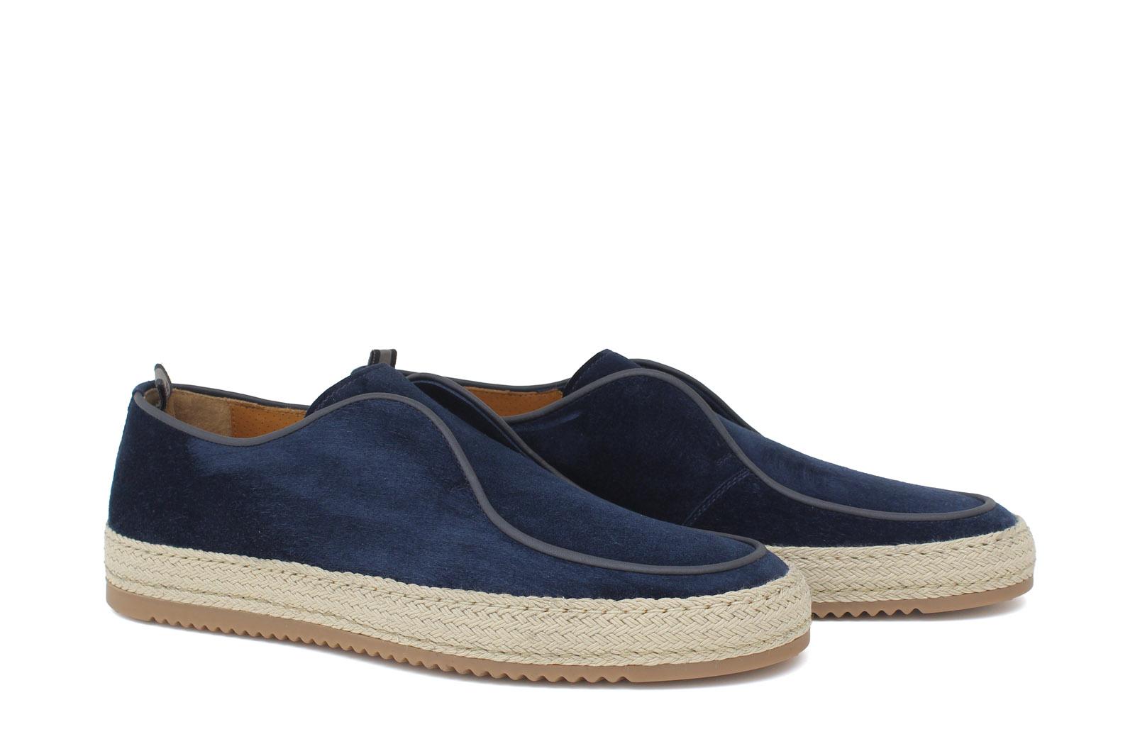 Slip on in camoscio color blu navy con fondo in gomma intrecciato 1093ROVNA 1130 ROSSI 