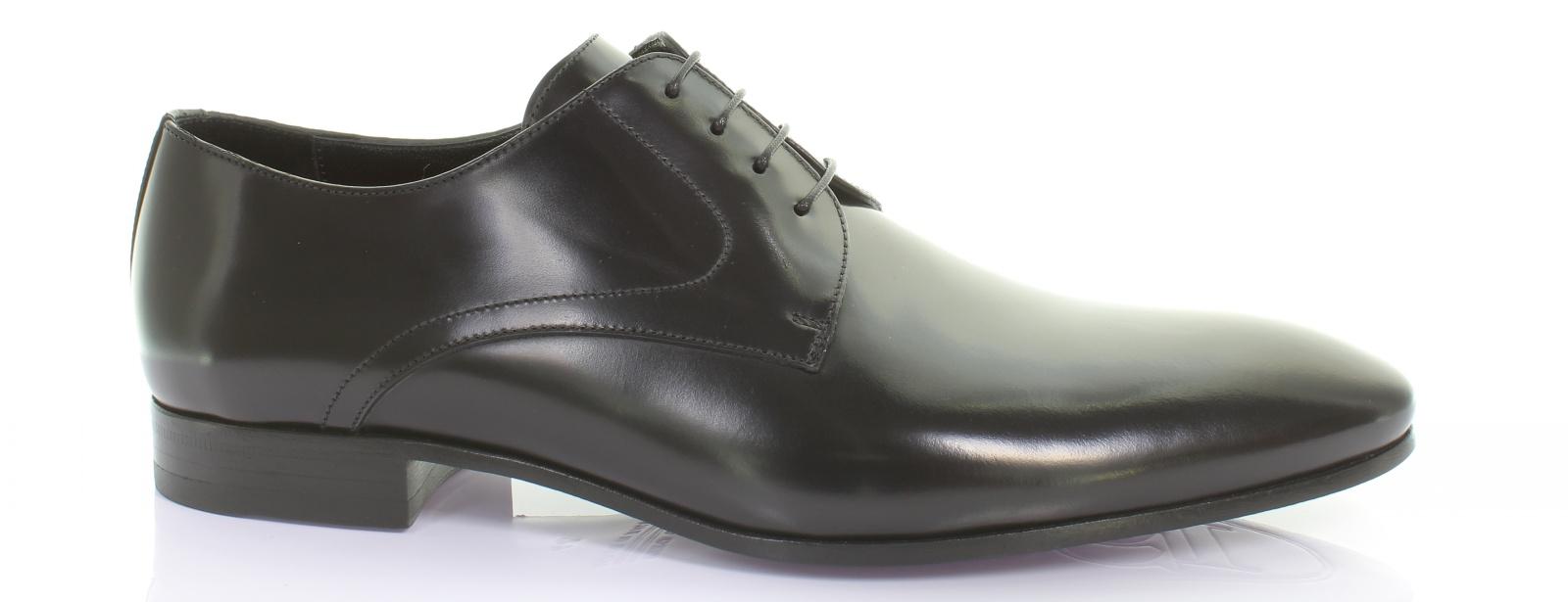 Derby in vitello spazzolato nero con fondo in cuoio 5560TINE 211 ROSSI 