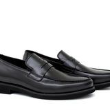 Mocassino con mascherina in vitello spazzolato nero  e fondo in gomma 6834TINE 514 ROSSI 
