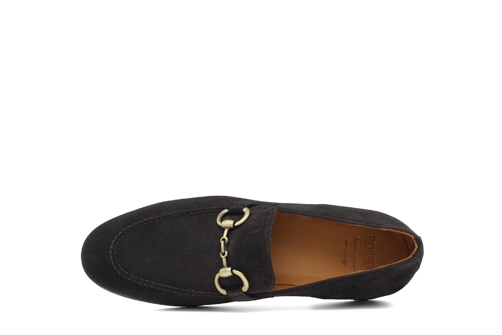 Mocassino con accessorio lavorazione sacchetto intero in camoscio t. moro e fondo cuoio con inserto cucito 8690CFPE 1041 ROSSI 