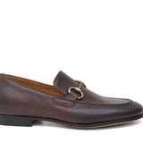 Mocassino con accessorio a sacchetto intero in vitello naturale marrone sfumato con fondo cuoio antiscivolo 269PDCAS 261 ROSSI 