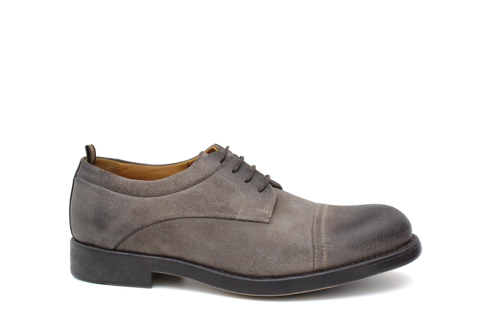 Derby con puntalino in camoscio ingrassato color sabbia e fondo in gomma cucito 8296GHSBIS 210 ROSSI 