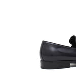 Mocassino con accessorio in vitello spazzolato blu scuro con fondo in cuoio 621TBLU 55 ROSSI 