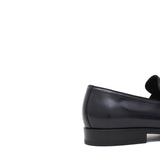 Mocassino con accessorio in vitello spazzolato blu scuro con fondo in cuoio 621TBLU 55 ROSSI 