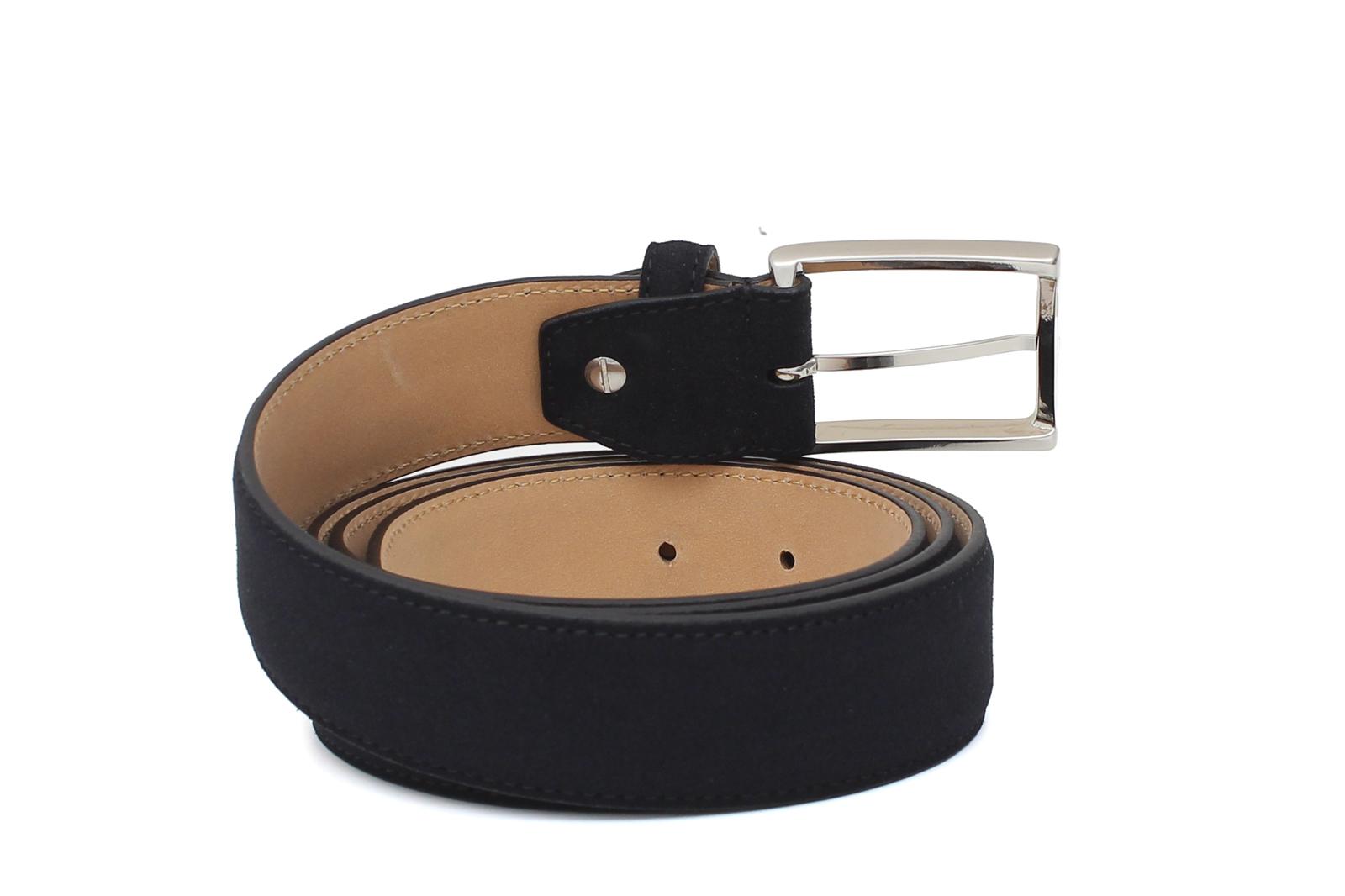 Cinta h 35 in camoscio rasato nel colore blu con fibbia nichel  satinato F0477NKCIBLU 78 ROSSI 