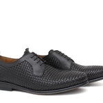 Derby in vitellino intrecciato color nero con fondo in gomma cucito blake 9645VTNE 308  UN ROSSI 
