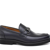 Mocassino College stile inglese in vitello spazzolato blu e fondo in gomma leggera 9150CALB 37 ROSSI 