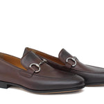 Mocassino con accessorio a sacchetto intero in vitello naturale marrone sfumato con fondo cuoio antiscivolo 269PDCAS 261 ROSSI 