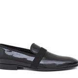 Pantofola in vernice nera,  riporto in grogrein e fondo in cuoio 5902VERNER 283 ROSSI 