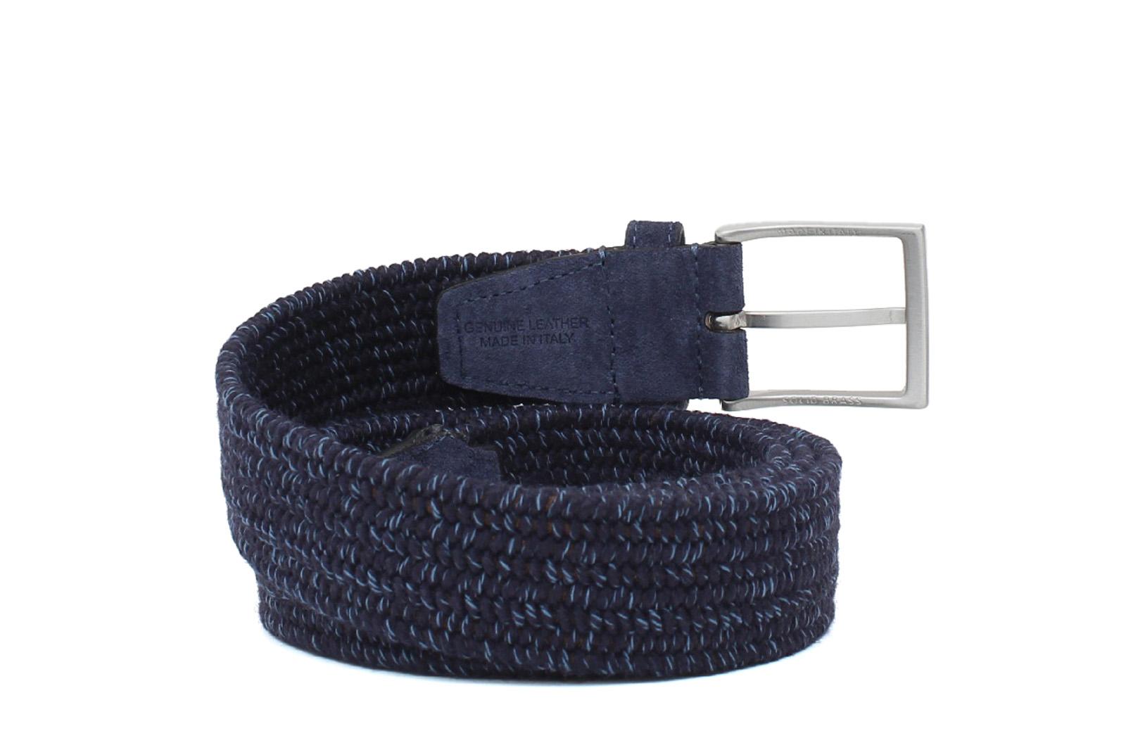 Cinta h35 con fibbia in nikel satinato con intreccio elasticizzato color blu navy INTRELABLU 125 ROSSI 
