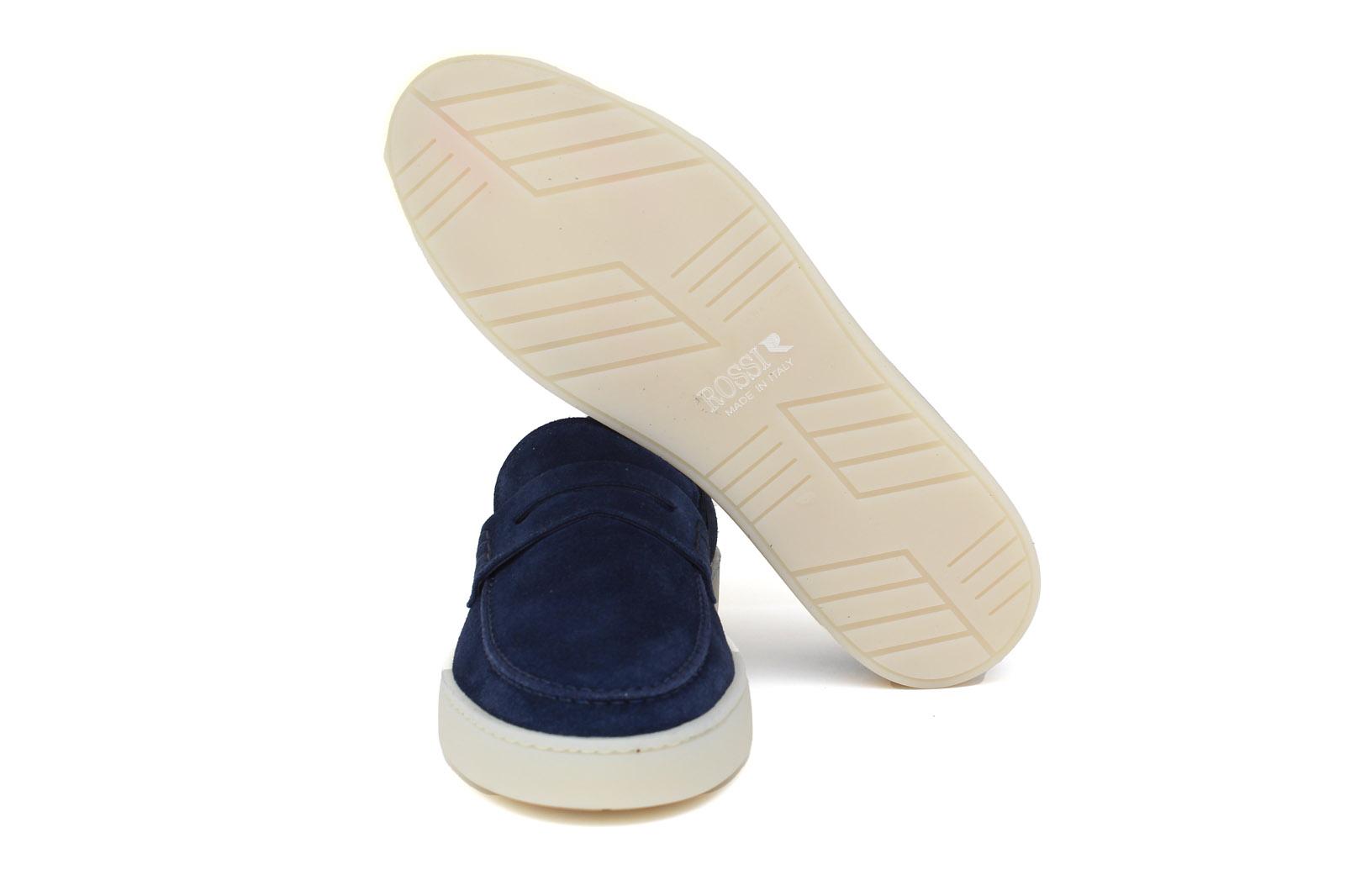 Slip-on in camoscio navy con fondo in gomma cucito 645FLOOLT 1132 ROSSI 