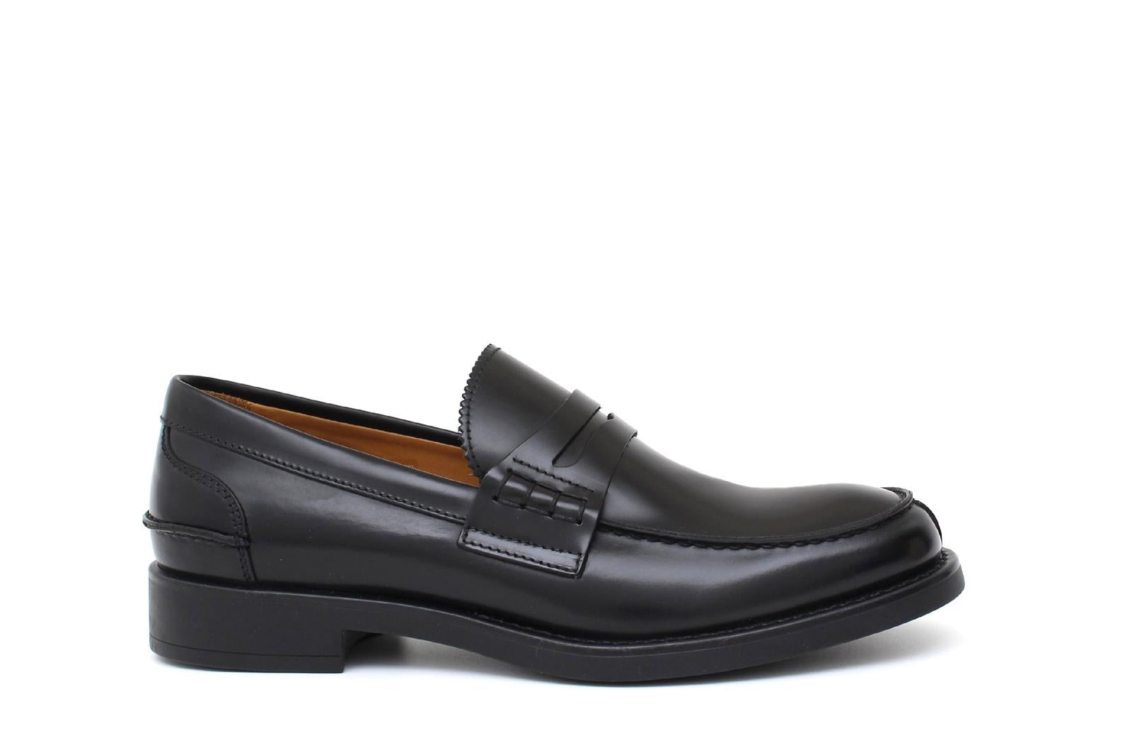 Mocassino College stile inglese in vitello spazzolato nero e fondo gomma 5316GCANE 349 ROSSI 
