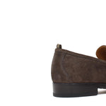 Mocassino in camoscio lavato testa di moro con fondo in cuoio antiscivolo lavato 1063VTES 118  UN ROSSI 