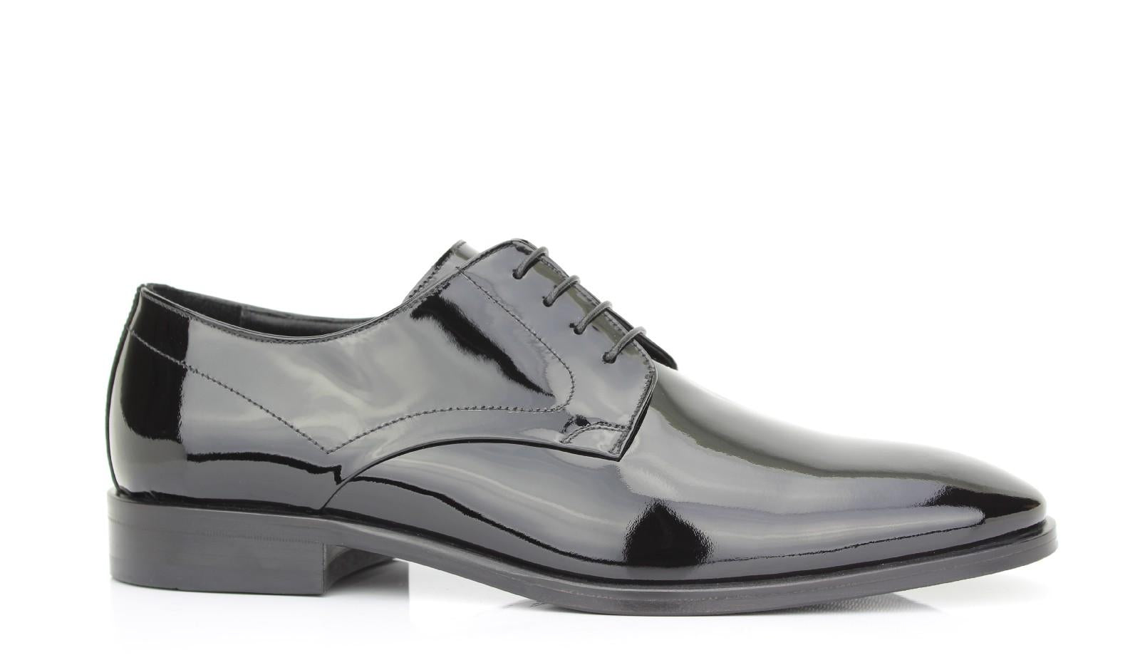 Derby in vernice nera con fondo in cuoio 8638VNER 389 ROSSI 