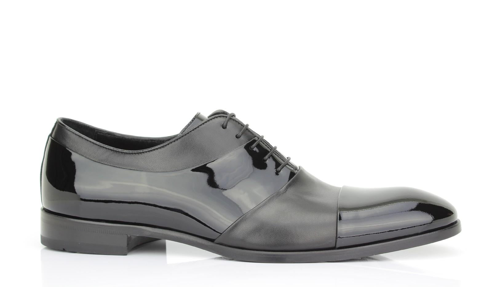 Francesina in vernice e nappa color nero con fondo cuoio antiscivolo 7641VERNER 110 ROSSI 
