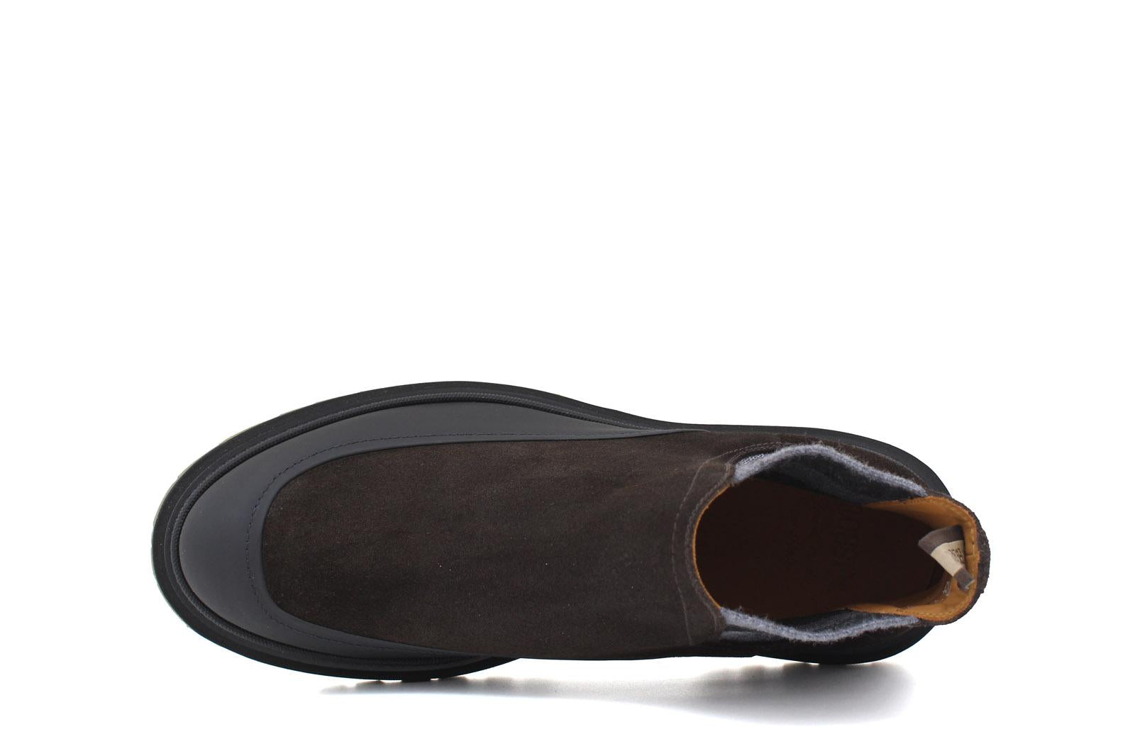 Beatles con elastico bicolore, tomaia in camoscio ingrassato testa di moro e riporto in caucciù con fondo gomma leggero 414PEBHM 1079 ROSSI 