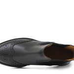 Stivaletto con elastico stile inglese in vitello a fiore nero  e fondo in gomma 166PGBN 994 ROSSI 