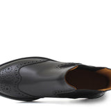 Stivaletto con elastico stile inglese in vitello a fiore nero  e fondo in gomma 166PGBN 994 ROSSI 