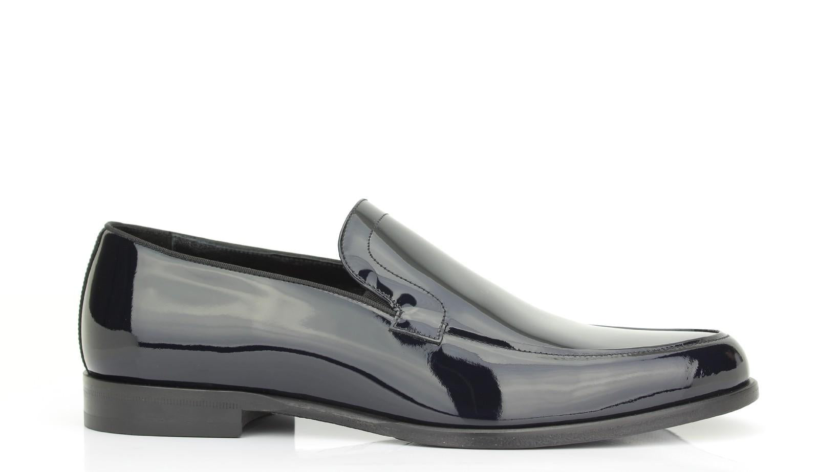 Mocassino in vernice blu con fondo in cuoio 8600VBLU 414  UN ROSSI 