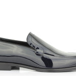 Mocassino in vernice blu con fondo in cuoio 8600VBLU 414  UN ROSSI 