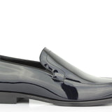 Mocassino in vernice blu con fondo in cuoio 8600VBLU 414  UN ROSSI 