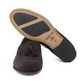 Mocassino a sacchetto intero in camoscio testa di moro e fondo in cuoio antiscivolo cucito blake 266FCORV 1026 ROSSI 