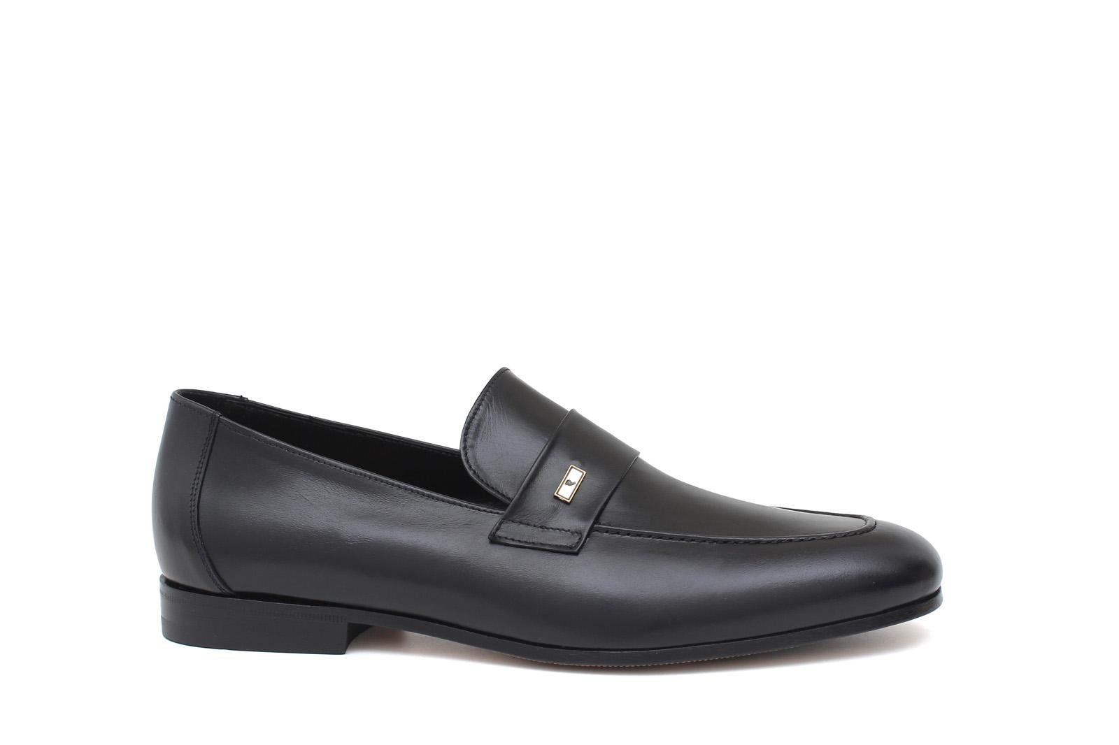 Mocassino in canguro colore nero e fondo in cuoio antiscivolo cucito blake 1542CANER 136 ROSSI 