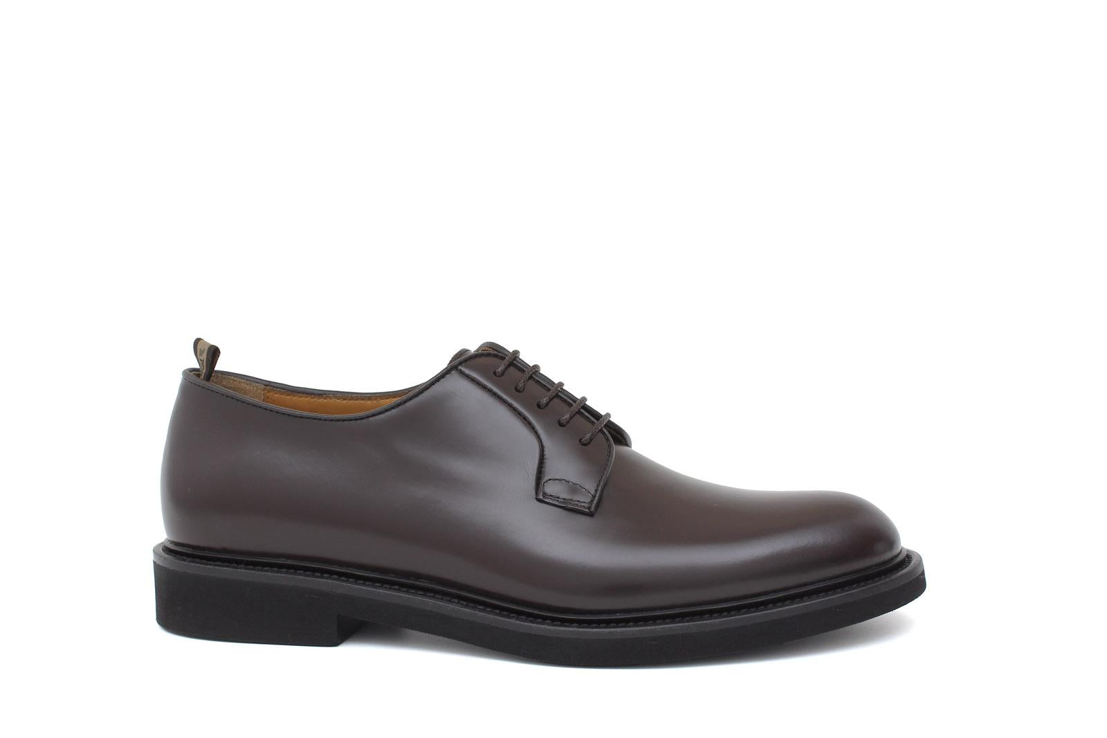 Derby liscio in vitello spazzolato marrone con fondo in gomma leggera 6403GCALM 118 ROSSI 