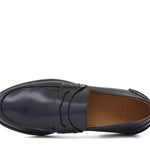 Mocassino College stile inglese in vitello spazzolato blu e fondo in cuoio 1/2 gomma 5316CALFBLU 104 ROSSI 