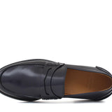 Mocassino College stile inglese in vitello spazzolato blu e fondo in cuoio 1/2 gomma 5316CALFBLU 104 ROSSI 