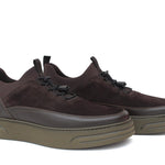Sneakers streach in pelle e camoscio testa di moro con fondo gomma leggera 1291POLTM 150 ROSSI 