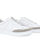 Sneaker in vitello bianco con riporto in camoscio roccia e fondo in gomma leggera 1017FLOR 230  UN ROSSI 