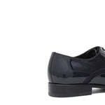 Francesina in vernice blu con riporto in raso con fondo cuoio 8618VBLU 956 ROSSI 