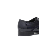 Francesina in vernice blu con riporto in raso con fondo cuoio 8618VBLU 956 ROSSI 