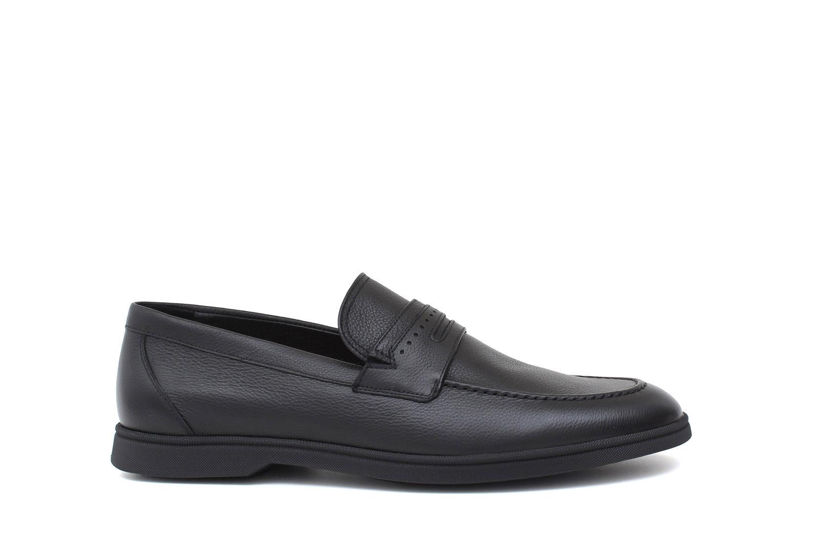Mocassino in vitello morbido color nero con fondo in gomma cucita blake 1074LOSNE 94 ROSSI 