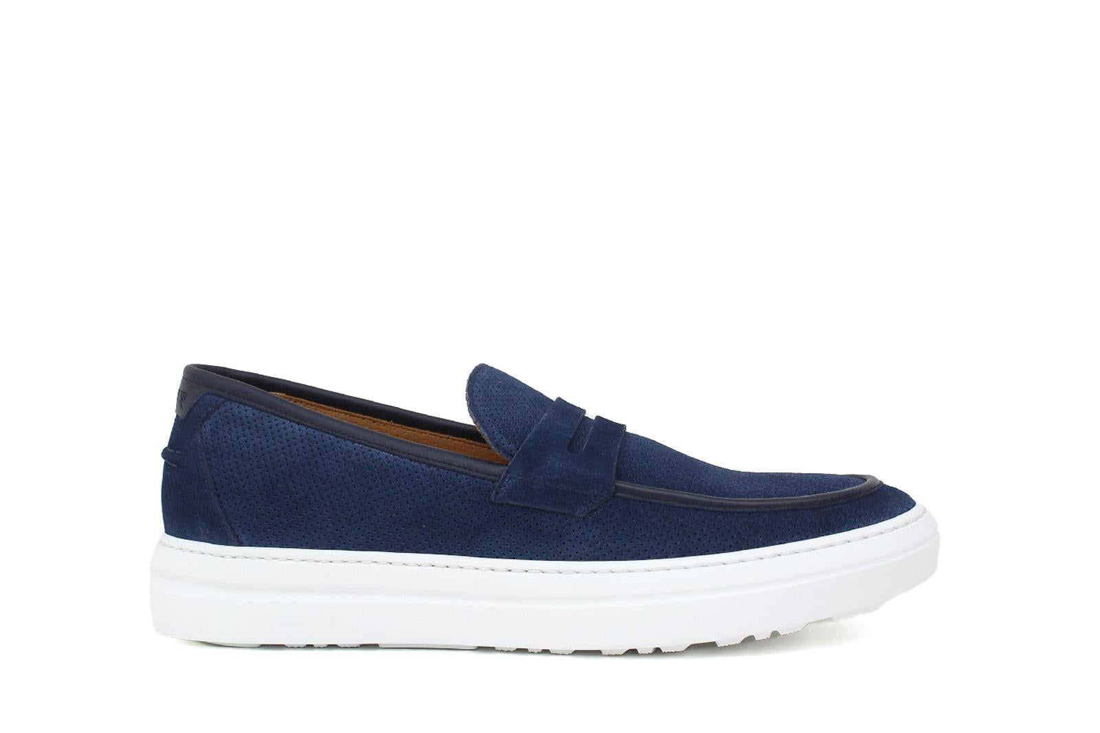 Slip on in camoscio traforato colore navy e fondo in gomma leggera 8657FOLTR 1004 ROSSI 