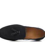 Mocassino con nappine in camoscio blu e fondo cuoio antiscivolo 7393CCRIB 211 ROSSI 