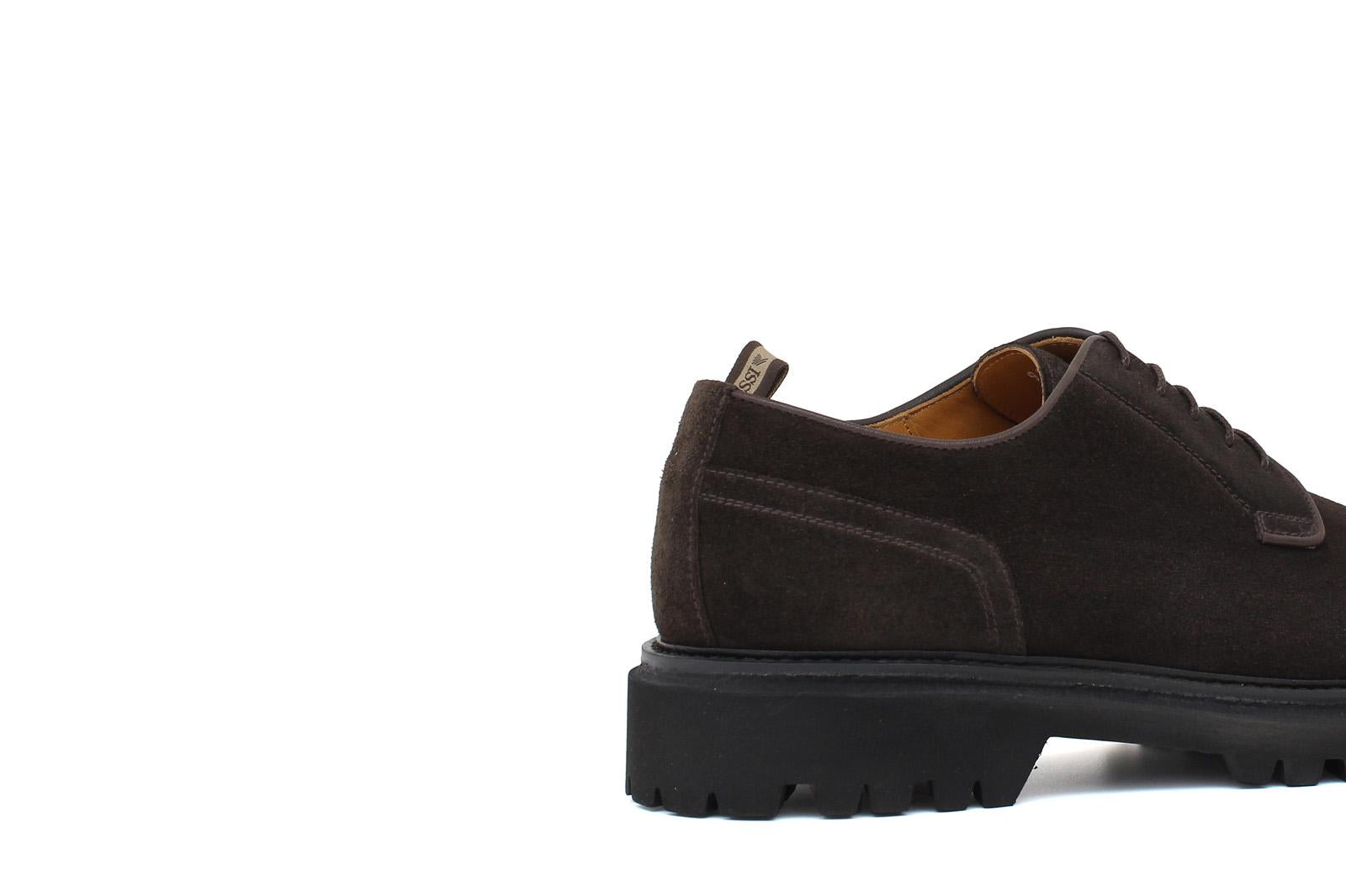 Derby in suede testa di moro con fondo in gomma roccia leggera 9265HSMO 371 ROSSI 