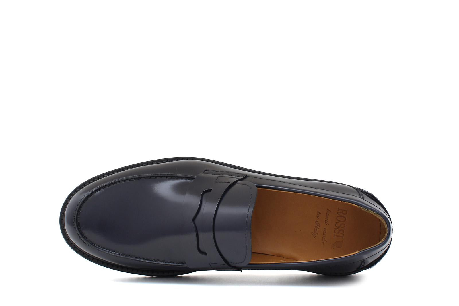 Mocassino in vitello spazzolato blu con fondo gomma leggera 6259GCBLU 1145 ROSSI 