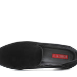 Pantofola  in velluto nero con fondo cuoio antiscivolo 225LDNE 279 ROSSI 